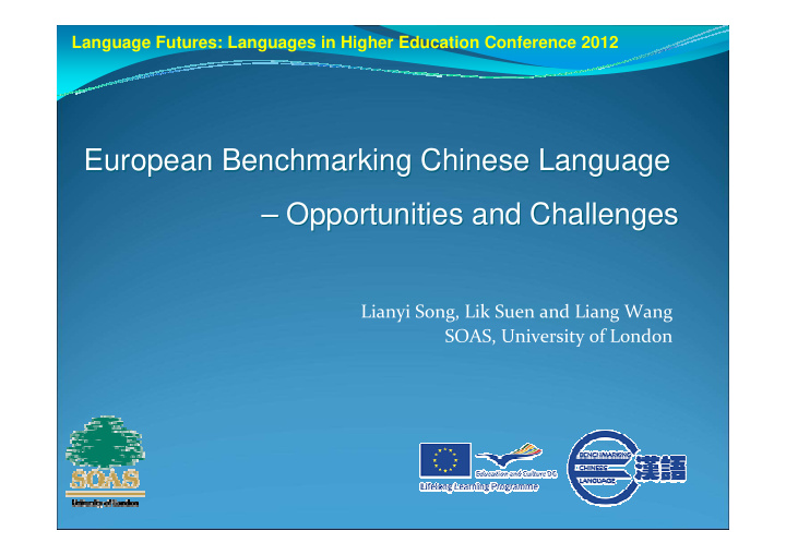 european benchmarking chinese language european