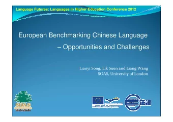 European Benchmarking Chinese Language  European Benchmarking Chinese Language   Opportunities
