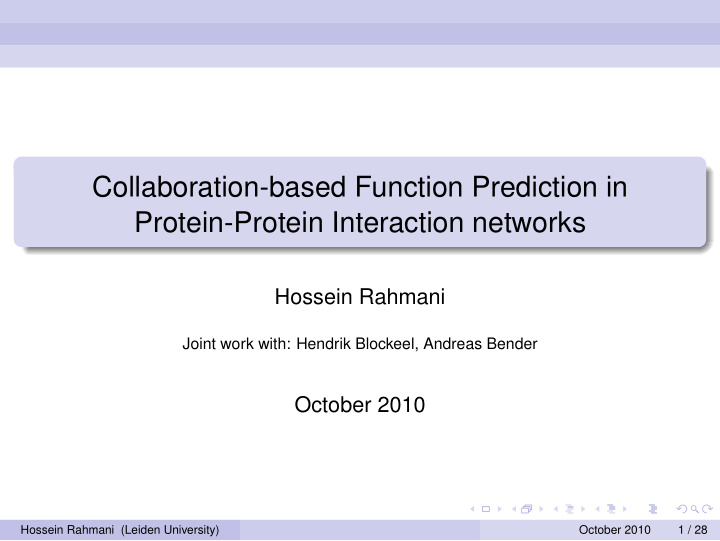 collaboration based function prediction in protein