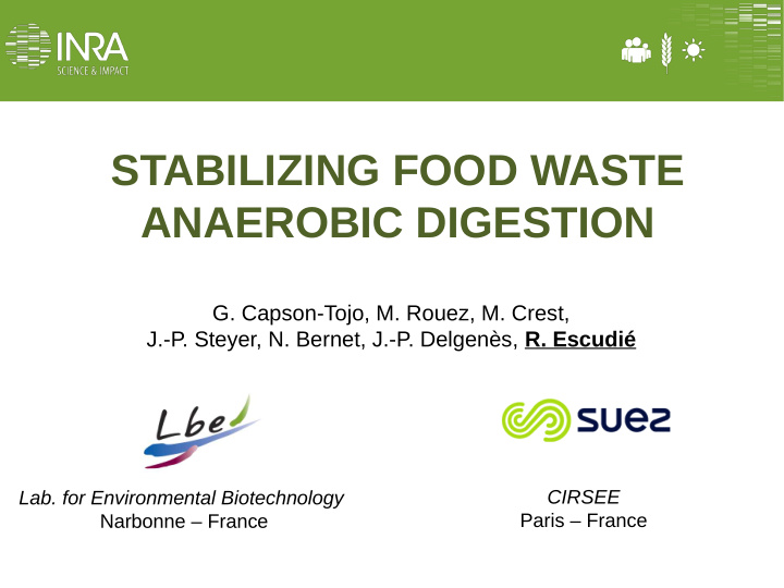 stabilizing food waste anaerobic digestion