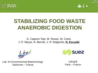 STABILIZING FOOD WASTE  ANAEROBIC DIGESTION  G. Capson-Tojo, M. Rouez, M. Crest, J.-P. Steyer, N.