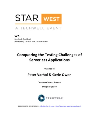 Conquering  the  Testing  Challenges  of    Serverless  Applications