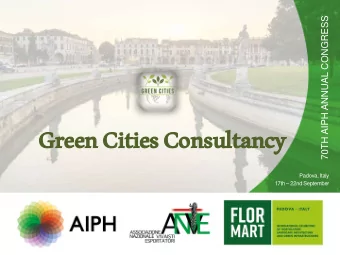 Green Cit  itiesConsult  ltancy  Padova, Italy 17th  22nd September  GREEN CITIES CO. &amp; THE