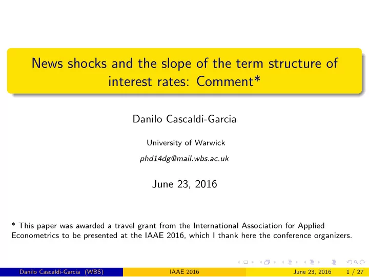 news shocks and the slope of the term structure of