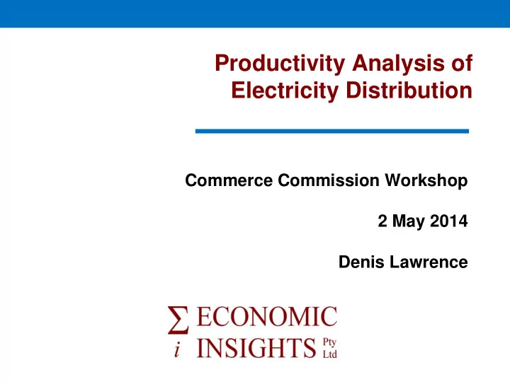 productivity analysis of electricity distribution