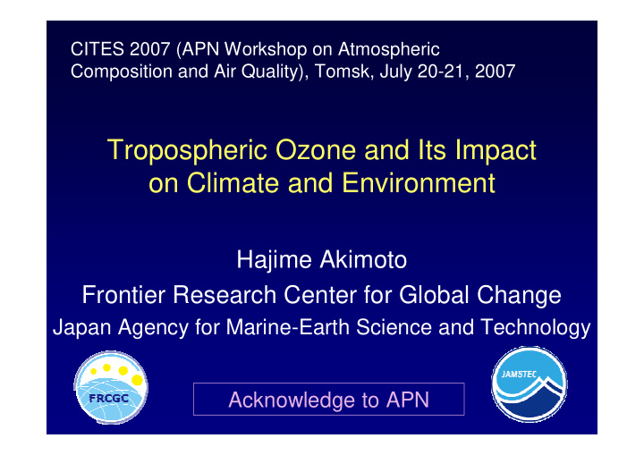 tropospheric ozone and its impact on climate and