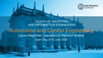 Automation and Control Engineering Laurea Magistrale  equivalent to Master of Science  Open Day,