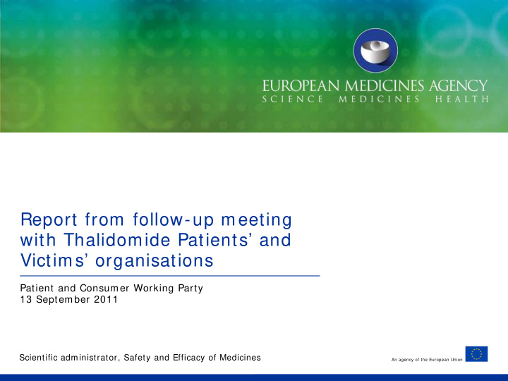 report from follow up meeting with thalidomide patients