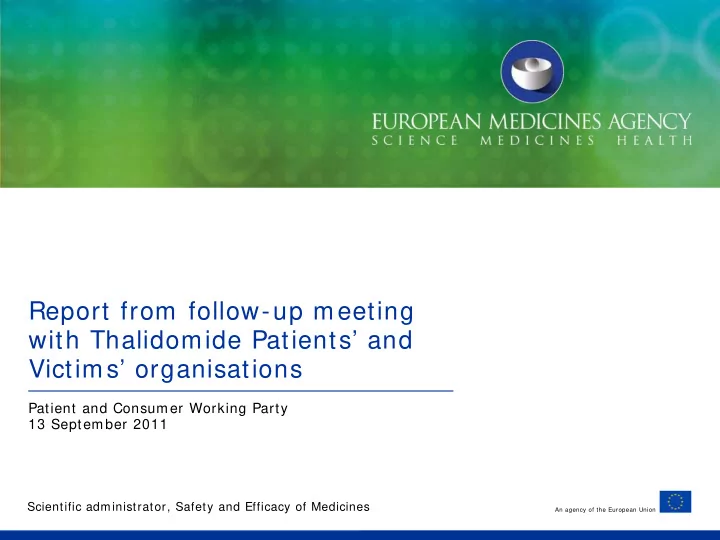 report from follow up meeting with thalidomide patients