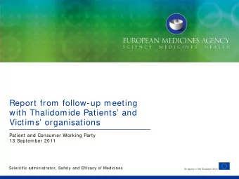 Report from follow-up meeting  with Thalidomide Patients and  Victims organisations  Patient