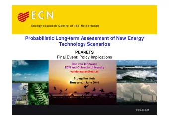 Probabilistic Long-term Assessment of New Energy  Technology Scenarios  PLANETS  Final Event: