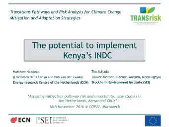 The potential to implement  Kenyas INDC  Tim Suljada  Matthew Halstead  (Oliver Johnson, Hannah