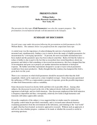 PRESENTATION  William Bailey  Bailey Research Associates, Inc.  New York, NY The presenter for this