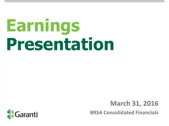 Presentation  March 31, 2016 BRSA Consolidated Financials Investor Relations / BRSA Consolidated