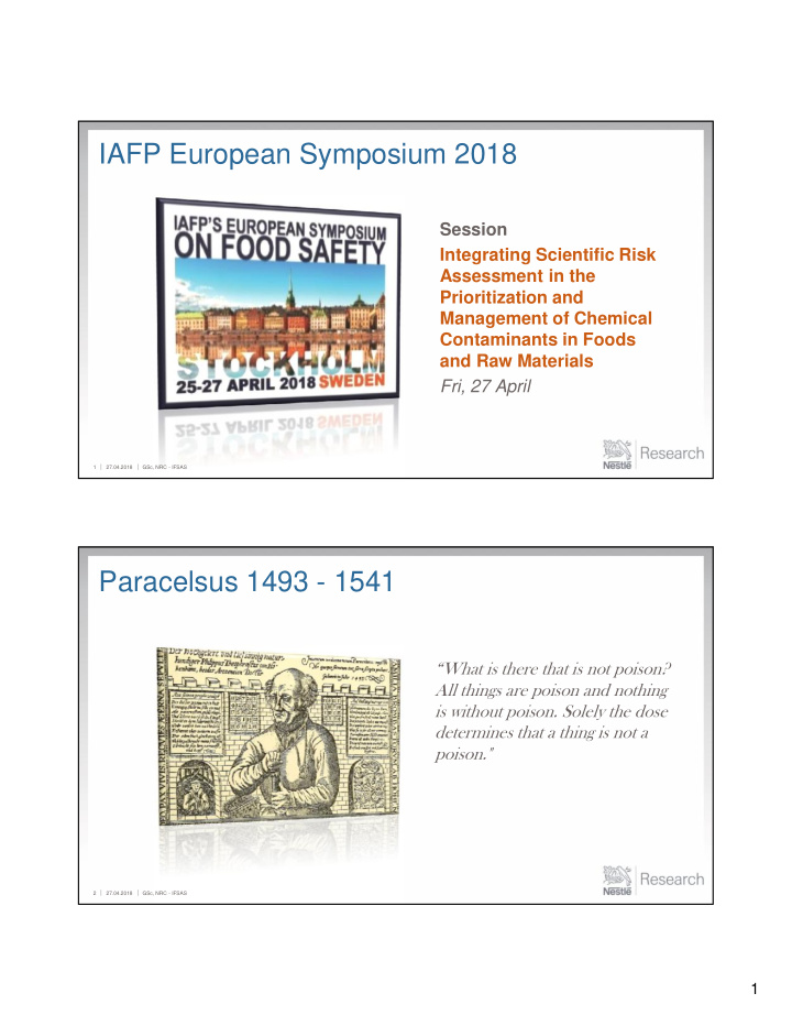 iafp european symposium 2018
