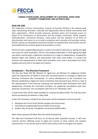 WHO WE ARE  The Federation of Ethnic Communities Councils of Australia (FECCA) is the national