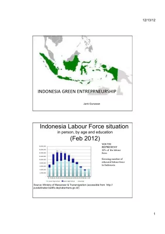 Indonesia Labour Force situation  in person, by age and education  (Feb 2012)  YOUTH  18,000,000