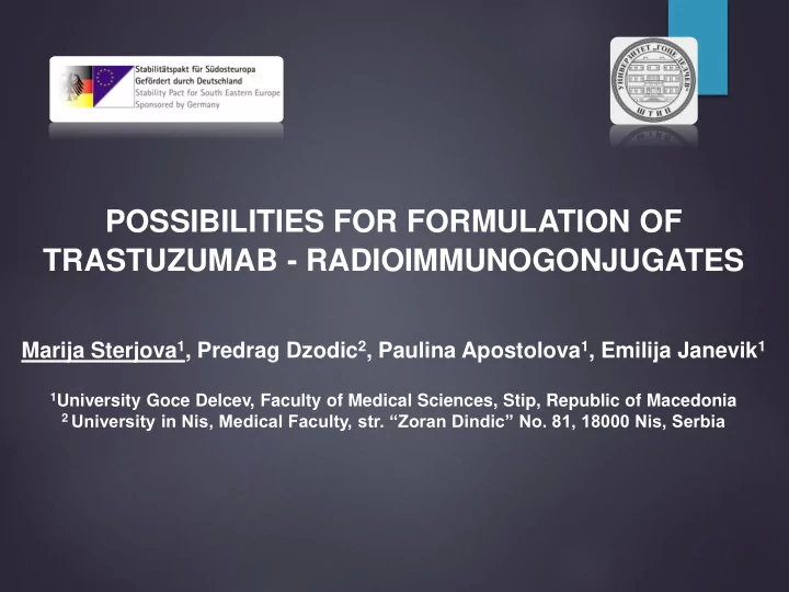 possibilities for formulation of