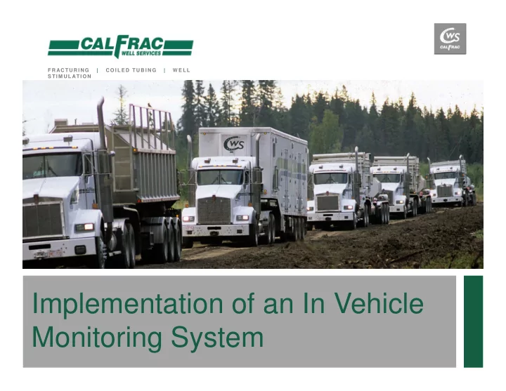 implementation of an in vehicle monitoring system