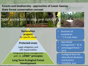 Total protection is only one option  Restoration    functions of  projects  ecosystems    for