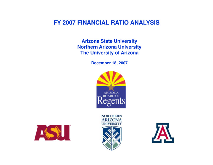 fy 2007 financial ratio analysis