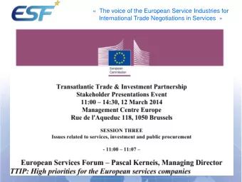 The voice of the European Service Industries for  International Trade Negotiations in Services
