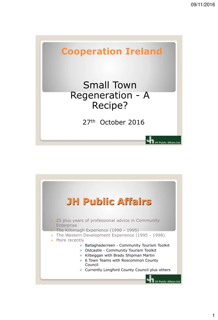 small town regeneration a recipe