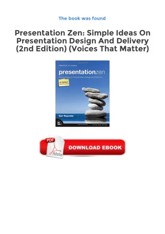 Get Ebooks  Presentation Zen: Simple Ideas On  Presentation Design And Delivery  (2nd Edition)