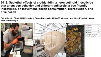 2019, Sublethal effects of clothianidin, a neonicotinoid insecticide  that alters bee behavior and