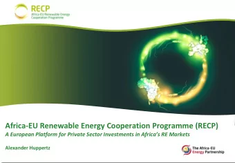 Africa-EU Renewable Energy Cooperation Programme (RECP) A European Platform for Private Sector