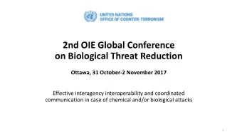 2nd OIE Global Conference on Biological Threat Reduction Ottawa, 31 October-2 November 2017