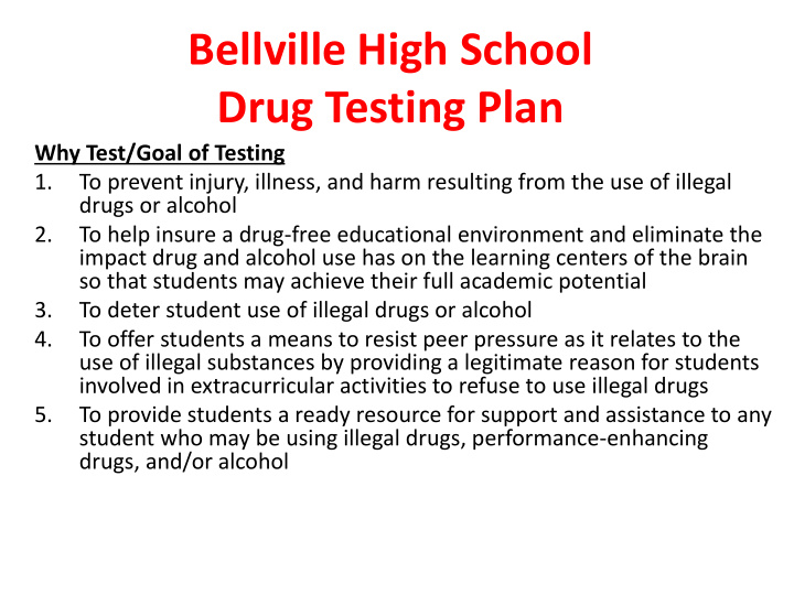 bellville high school drug testing plan