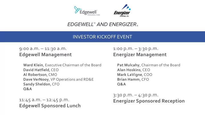 energizer sponsored reception