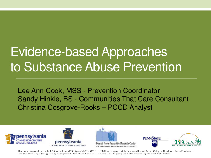 evidence based approaches to substance abuse prevention
