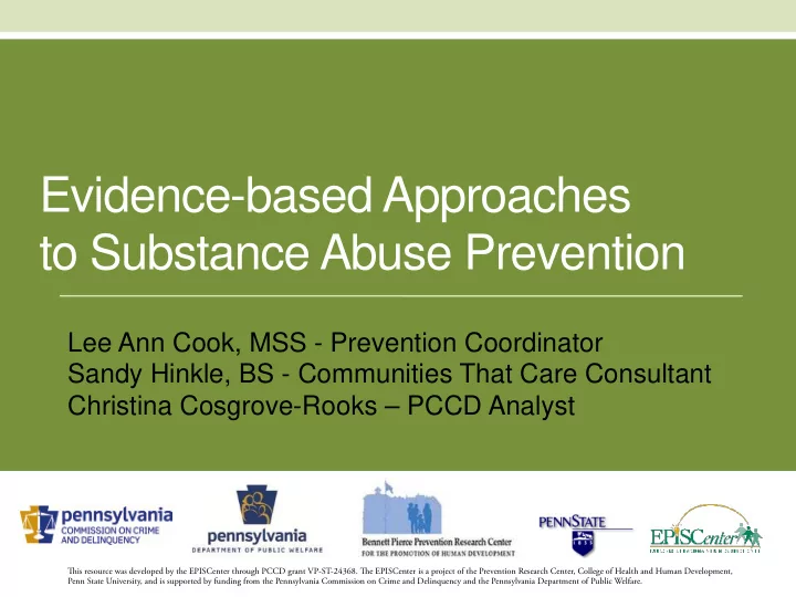 evidence based approaches to substance abuse prevention