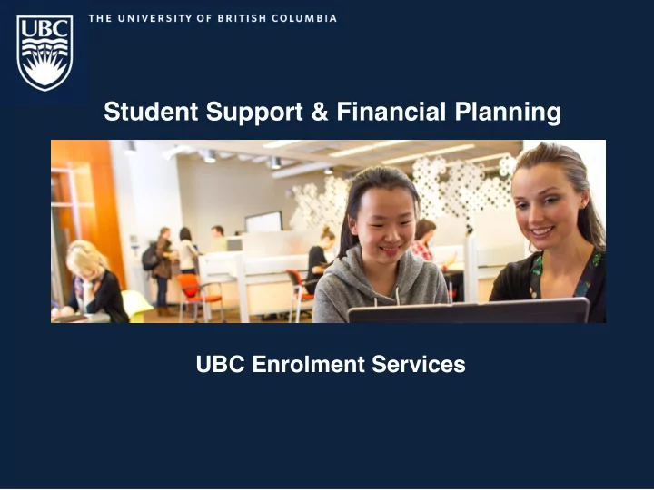 student support financial planning