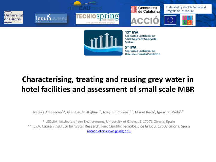 characterising treating and reusing grey water in hotel