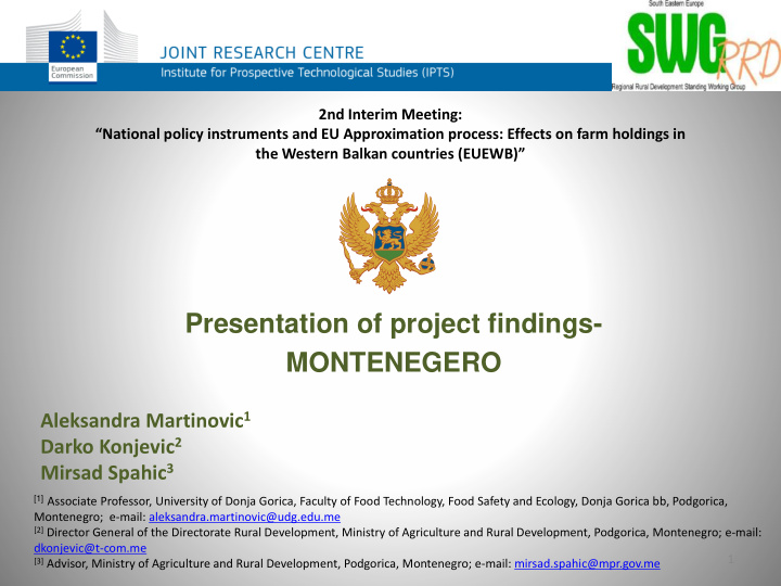 presentation of project findings montenegero