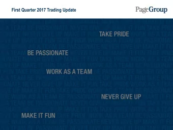 First Quarter 2017 Trading Update  Agenda  Financial Review  Regional Review  Summary and Outlook