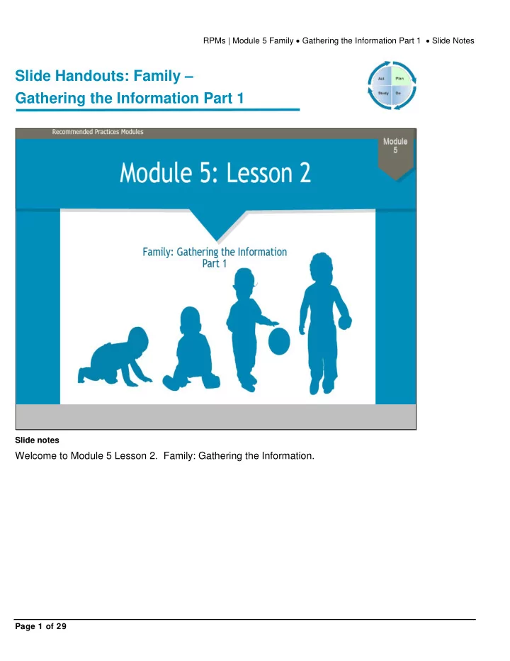 slide handouts family gathering the information part 1