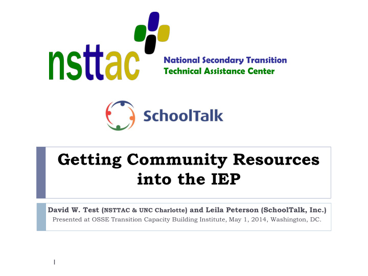 getting community resources into the iep