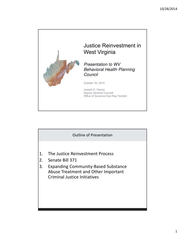 justice reinvestment in west virginia