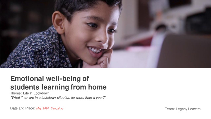 emotional well being of students learning from home