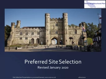 Preferred SiteSelection  Revised January 2020  Site Selection Presentation v5.0 revised January