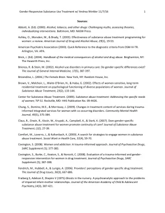 Gender Responsive Substance Use Treatment w/ Andrea Winkler 11/7/16