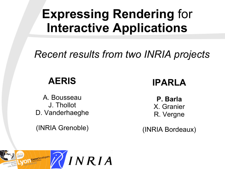 expressing rendering for interactive applications