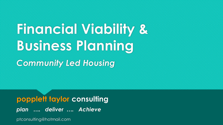 financial viability business planning