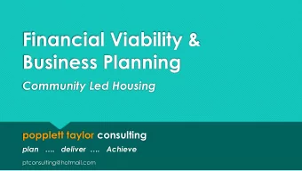 Financial Viability &amp;  Business Planning Community Led Housing  popplett taylor consulting plan