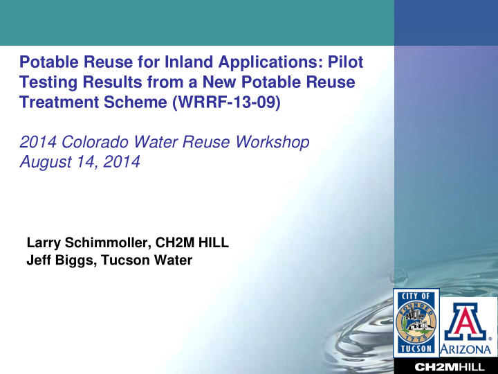 potable reuse for inland applications pilot testing