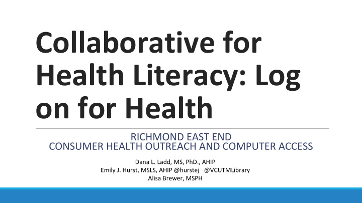 health literacy log on for health